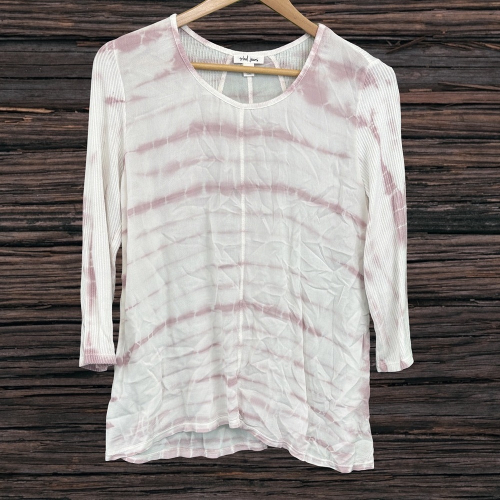 Tribal Pink and White Relaxed Long Sleeve Tee